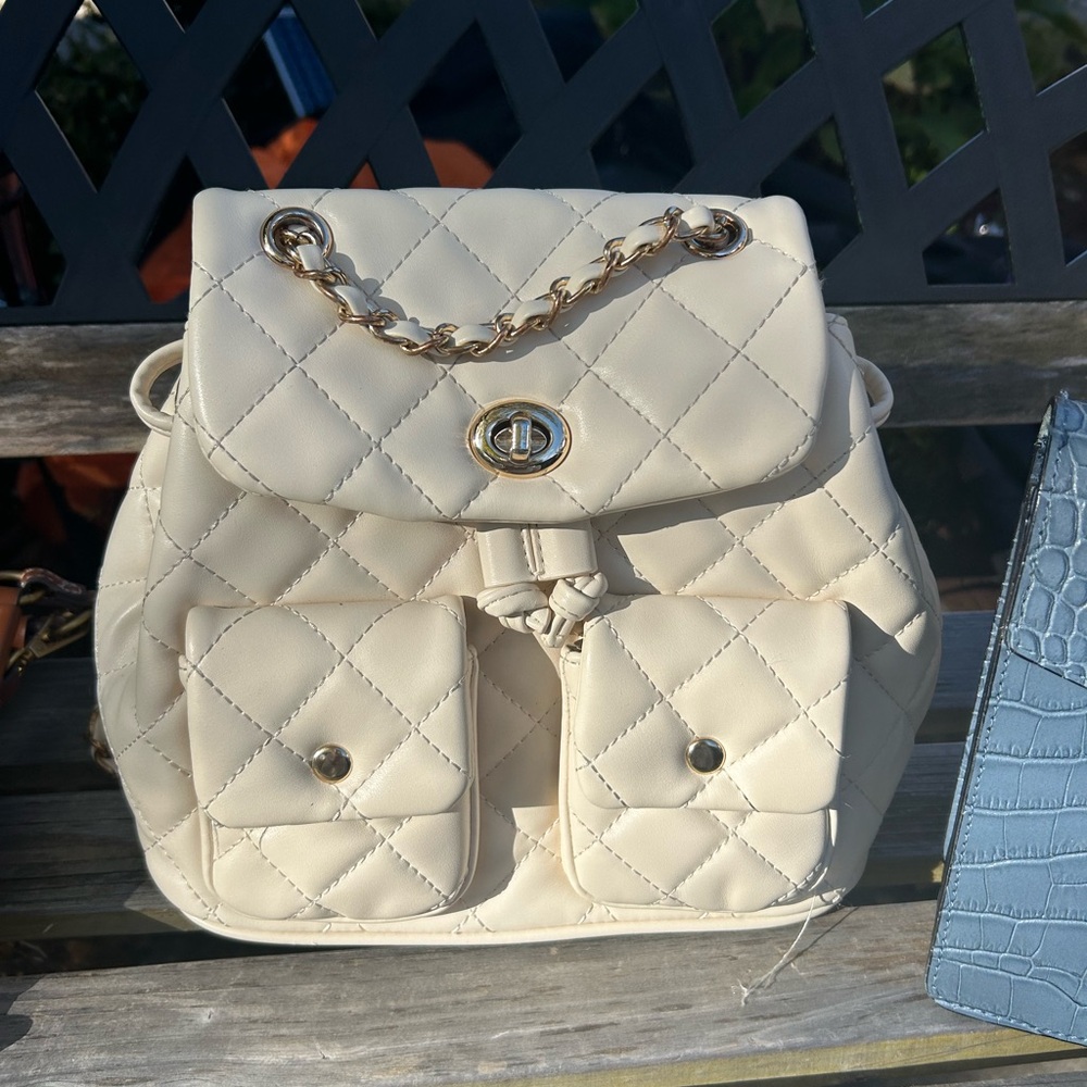Elegant Cream Quilted Backpack